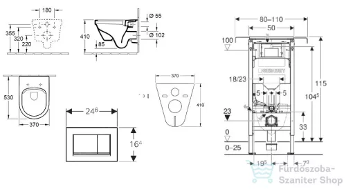 Geberit Duofix falra szerelhető WC szett, Villeroy & Boch Omnia Architectura Directflush CeramicPlus WC soft close ülőkével, Geberit Sigma 30 fehér/króm nyomólappal SANI11CK3105