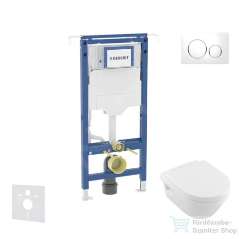 Geberit Duofix falra szerelhető WC szett, Villeroy & Boch Omnia Architectura Directflush CeramicPlus WC soft close ülőkével, Geberit Sigma 20 fehér/króm nyomólappal SANI11CK3106