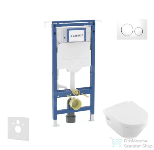 Geberit Duofix falra szerelhető WC szett, Villeroy & Boch Omnia Architectura Directflush CeramicPlus WC soft close ülőkével, Geberit Sigma 20 fehér/króm nyomólappal SANI11CK3106