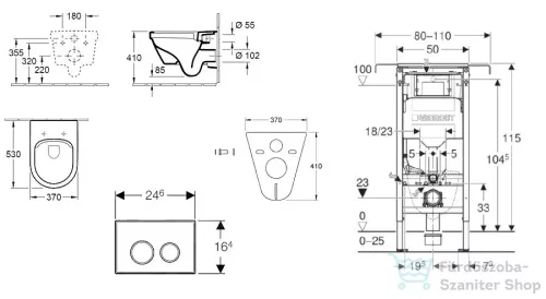 Geberit Duofix falra szerelhető WC szett, Villeroy & Boch Omnia Architectura Directflush CeramicPlus WC soft close ülőkével, Geberit Sigma 20 fehér/króm nyomólappal SANI11CK3106