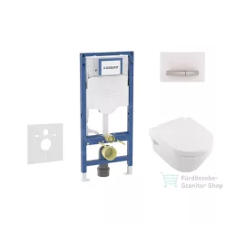   Geberit Duofix falra szerelhető WC szett, Villeroy & Boch Architectura WC soft close ülőkével, Geberit Sigma 50 alpesi fehér/ króm nyomólappal SANI11CK3107