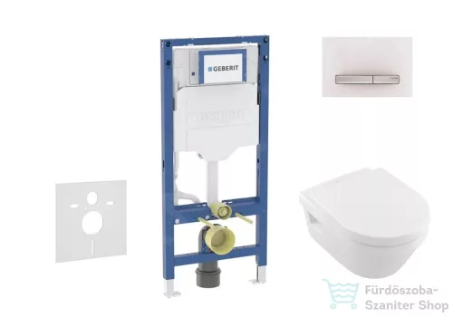 Geberit Duofix falra szerelhető WC szett, Villeroy & Boch Architectura WC soft close ülőkével, Geberit Sigma 50 alpesi fehér/ króm nyomólappal SANI11CK3107
