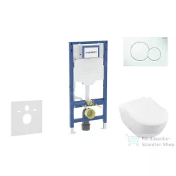   Geberit Duofix falra szerelhető WC szett, Villeroy & Boch Subway 2.0 CeramicPlus WC soft close ülőkével, Geberit Sigma 01 alpesi fehér nyomólappal SANI11CK3108