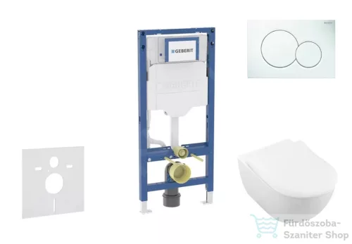 Geberit Duofix falra szerelhető WC szett, Villeroy & Boch Subway 2.0 CeramicPlus WC soft close ülőkével, Geberit Sigma 01 alpesi fehér nyomólappal SANI11CK3108