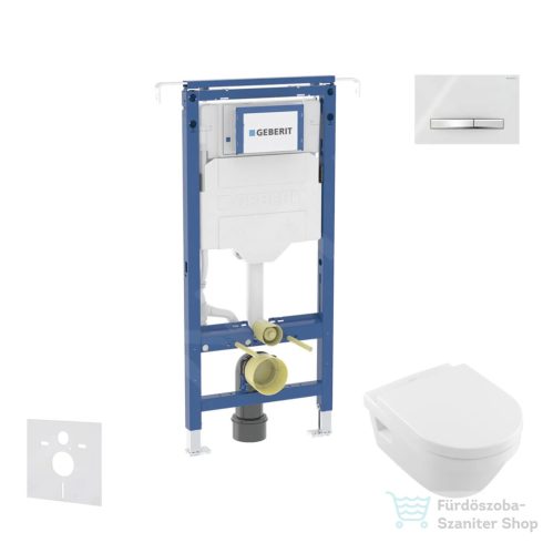 Geberit Duofix falra szerelhető WC szett, Villeroy & Boch Omnia Architectura Directflush CeramicPlus WC soft close ülőkével, Geberit Sigma 50 alpesi fehér/króm nyomólappal SANI11CK3110