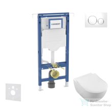   Geberit Duofix falra szerelhető WC szett, Villeroy & Boch Subway 2.0 CeramicPlus WC soft close ülőkével, Geberit Sigma 20 fehér/króm nyomólappal SANI11CK3114