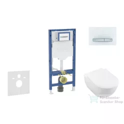  Geberit Duofix falra szerelhető WC szett, Villeroy & Boch Subway 2.0 CeramicPlus WC soft close ülőkével, Geberit Sigma 50 alpesi fehér/króm nyomólappal SANI11CK3115