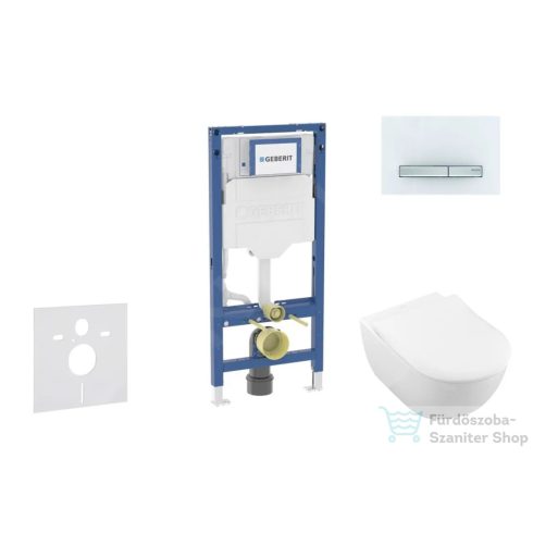 Geberit Duofix falra szerelhető WC szett, Villeroy & Boch Subway 2.0 CeramicPlus WC soft close ülőkével, Geberit Sigma 50 alpesi fehér/króm nyomólappal SANI11CK3115