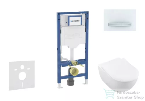 Geberit Duofix falra szerelhető WC szett, Villeroy & Boch Subway 2.0 CeramicPlus WC soft close ülőkével, Geberit Sigma 50 alpesi fehér/króm nyomólappal SANI11CK3115