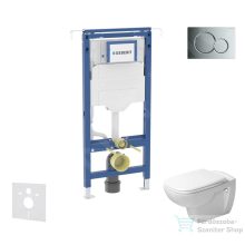   Geberit Duofix falra szerelhető WC szett, Duravit D-Code rimless WC soft close ülőkével, Geberit Sigma 01 fényes króm nyomólappal SANI11CP1100