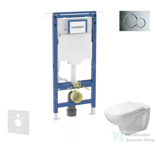 Geberit Duofix falra szerelhető WC szett, Duravit D-Code rimless WC soft close ülőkével, Geberit Sigma 01 fényes króm nyomólappal SANI11CP1100
