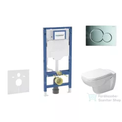   Geberit Duofix falra szerelhető WC szett, Duravit D-Code rimless WC és soft close ülőke, Geberit Sigma 01 fényes króm nyomólappal SANI11CP1101