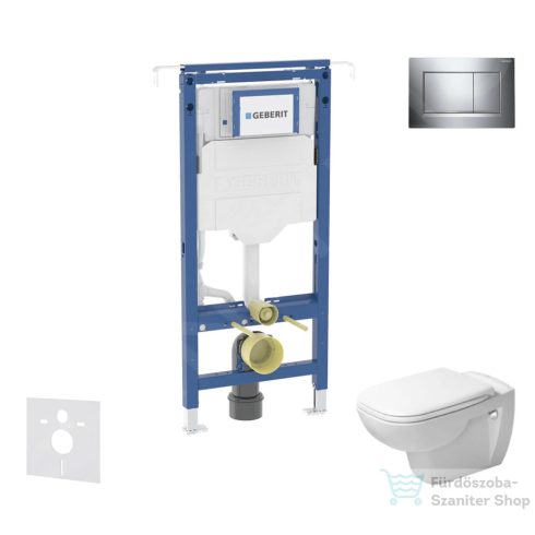 Geberit Duofix falra szerelhető WC szett, Duravit D-Code rimless WC soft close ülőkével, Geberit Sigma 30 fényes/matt króm nyomólappal SANI11CP1102
