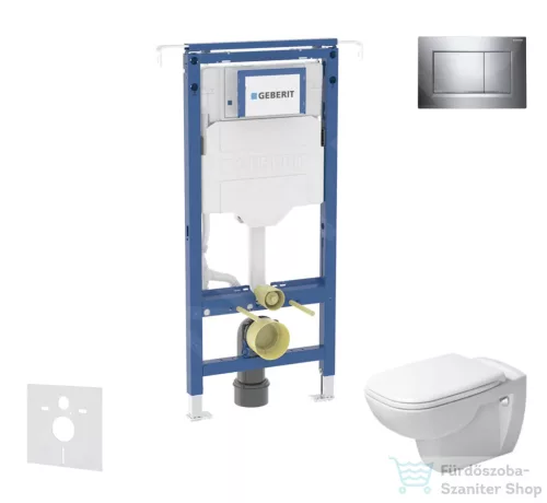 Geberit Duofix falra szerelhető WC szett, Duravit D-Code rimless WC soft close ülőkével, Geberit Sigma 30 fényes/matt króm nyomólappal SANI11CP1102