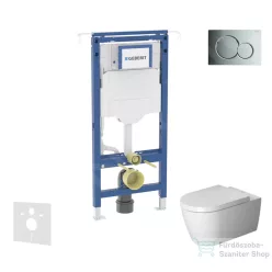   Geberit Duofix falra szerelhető WC szett, Duravit Me By Starck WC soft close ülőkével, Geberit Sigma 01 fényes króm nyomólappal SANI11CP1103