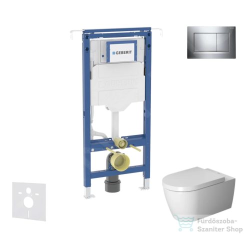 Geberit Duofix falra szerelhető WC szett, Duravit Me By Starck WC soft close ülőkével, Geberit Sigma 30 fényes/matt króm nyomólappal SANI11CP1104