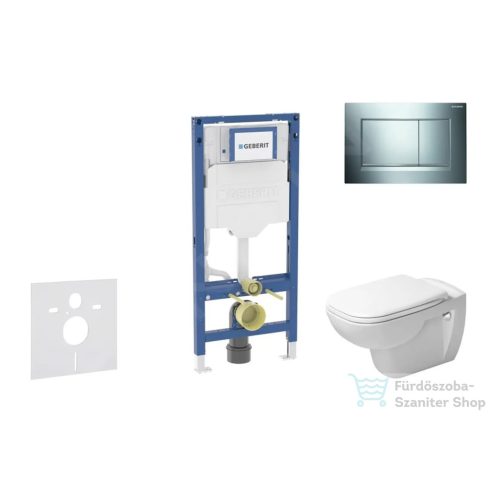 Geberit Duofix falra szerelhető WC szett, Duravit D-Code rimless WC soft close ülőkével, Geberit Sigma 30 fényes/matt króm nyomólappal SANI11CP1105