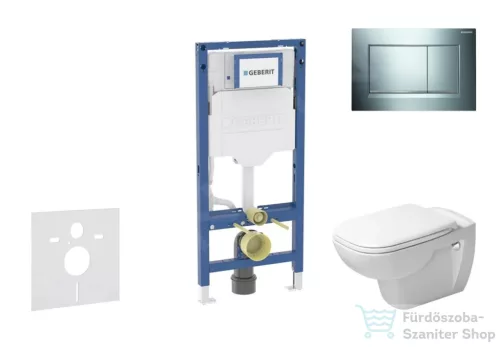 Geberit Duofix falra szerelhető WC szett, Duravit D-Code rimless WC soft close ülőkével, Geberit Sigma 30 fényes/matt króm nyomólappal SANI11CP1105