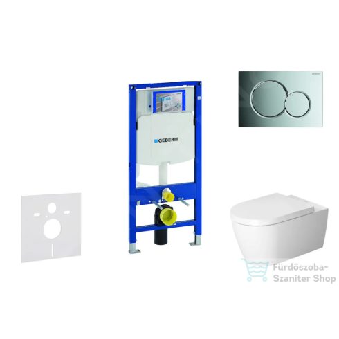 Geberit Duofix falra szerelhető WC szett, Duravit ME by Starck WC soft close ülőkével, Geberit Sigma 01 fényes króm nyomólappal SANI11CP1109