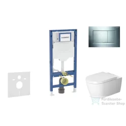   Geberit Duofix falra szerelhető WC szett, Duravit ME by Starck WC soft close ülőkével, Geberit Sigma 30 fényes/matt króm nyomólappal SANI11CP1113