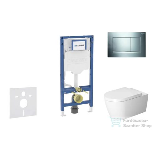 Geberit Duofix falra szerelhető WC szett, Duravit ME by Starck WC soft close ülőkével, Geberit Sigma 30 fényes/matt króm nyomólappal SANI11CP1113