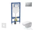 Geberit Duofix falra szerelhető WC szett, Duravit D-Code rimless WC soft close ülőkével, Geberit Sigma 01 matt króm nyomólappal SANI11CP2100