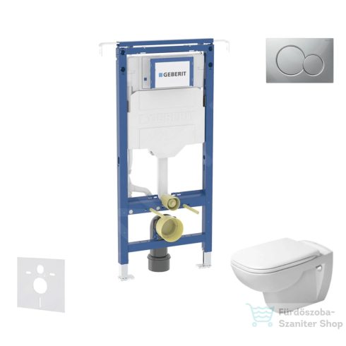 Geberit Duofix falra szerelhető WC szett, Duravit D-Code rimless WC soft close ülőkével, Geberit Sigma 01 matt króm nyomólappal SANI11CP2100
