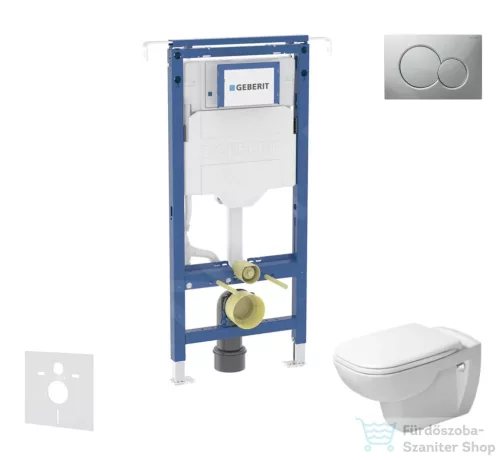 Geberit Duofix falra szerelhető WC szett, Duravit D-Code rimless WC soft close ülőkével, Geberit Sigma 01 matt króm nyomólappal SANI11CP2100