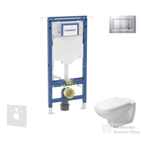 Geberit Duofix falra szerelhető WC szett, Duravit D-Code rimless WC soft close ülőkével, Geberit Sigma 30 matt/fényes króm nyomólappal SANI11CP2101