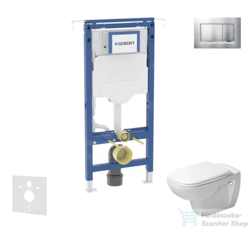 Geberit Duofix falra szerelhető WC szett, Duravit D-Code rimless WC soft close ülőkével, Geberit Sigma 30 matt/fényes króm nyomólappal SANI11CP2101
