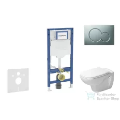   Geberit Duofix falra szerelhető WC szett, Duravit D-Code rimless WC soft close ülőkével, Geberit Sigma 01 matt króm nyomólappal SANI11CP2102