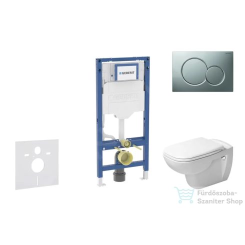 Geberit Duofix falra szerelhető WC szett, Duravit D-Code rimless WC soft close ülőkével, Geberit Sigma 01 matt króm nyomólappal SANI11CP2102