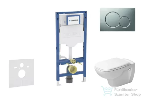 Geberit Duofix falra szerelhető WC szett, Duravit D-Code rimless WC soft close ülőkével, Geberit Sigma 01 matt króm nyomólappal SANI11CP2102