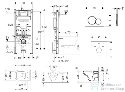 Geberit Duofix falra szerelhető WC szett, Duravit D-Code rimless WC soft close ülőkével, Geberit Sigma 01 matt króm nyomólappal SANI11CP2102