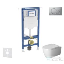   Geberit Duofix falra szerelhető WC szett, Duravit Me By Starck WC soft close ülőkével, Geberit Sigma 01 matt króm nyomólappal SANI11CP2103