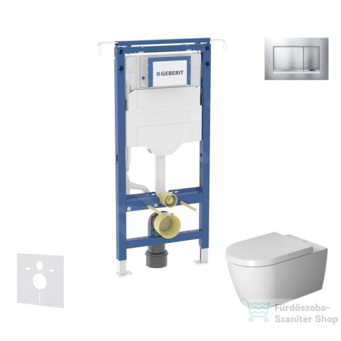 Geberit Duofix falra szerelhető WC szett, Duravit Me By Starck WC soft close ülőkével, Geberit Sigma 30 matt/fényes króm nyomólappal SANI11CP2104