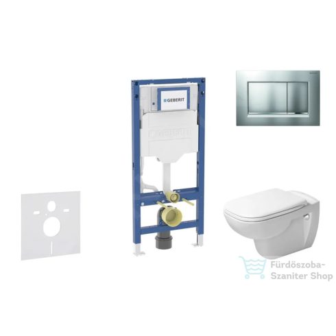 Geberit Duofix falra szerelhető WC szett, Duravit D-Code rimless WC soft close ülőkével, Geberit Sigma 30 matt/fényes króm nyomólappal SANI11CP2106