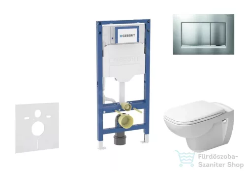 Geberit Duofix falra szerelhető WC szett, Duravit D-Code rimless WC soft close ülőkével, Geberit Sigma 30 matt/fényes króm nyomólappal SANI11CP2106