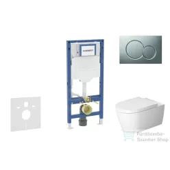   Geberit Duofix falra szerelhető WC szett, Duravit ME by Starck WC soft close ülőkével, Geberit Sigma 01 matt króm nyomólappal SANI11CP2110