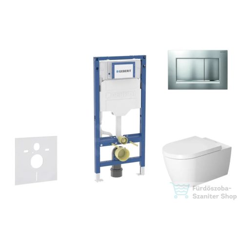 Geberit Duofix falra szerelhető WC szett, Duravit ME by Starck WC soft close ülőkével, Geberit Sigma 30 matt króm nyomólappal SANI11CP2114