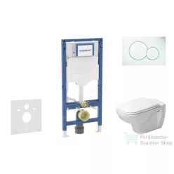   Geberit Duofix falra szerelhető WC szett, Duravit D-Code rimless WC soft close ülőkével, Geberit Sigma 01 alpesi fehér nyomólappal SANI11CP3100