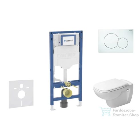 Geberit Duofix falra szerelhető WC szett, Duravit D-Code rimless WC soft close ülőkével, Geberit Sigma 01 alpesi fehér nyomólappal SANI11CP3100
