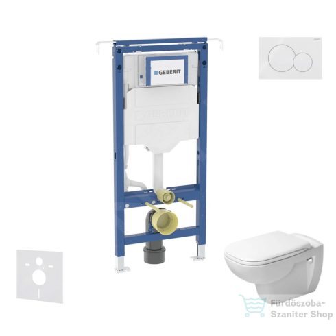 Geberit Duofix falra szerelhető WC szett, Duravit D-Code rimless WC soft close ülőkével, Geberit Sigma 01 alpesi fehér nyomólappal SANI11CP3101