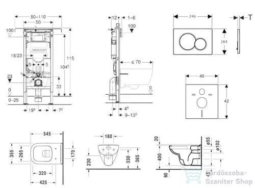 Geberit Duofix falra szerelhető WC szett, Duravit D-Code rimless WC soft close ülőkével, Geberit Sigma 01 alpesi fehér nyomólappal SANI11CP3101