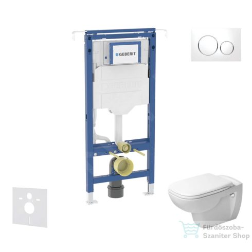 Geberit Duofix falra szerelhető WC szett, Duravit D-Code rimless WC soft close ülőkével, Geberit Sigma 20 fehér/króm nyomólappal SANI11CP3102