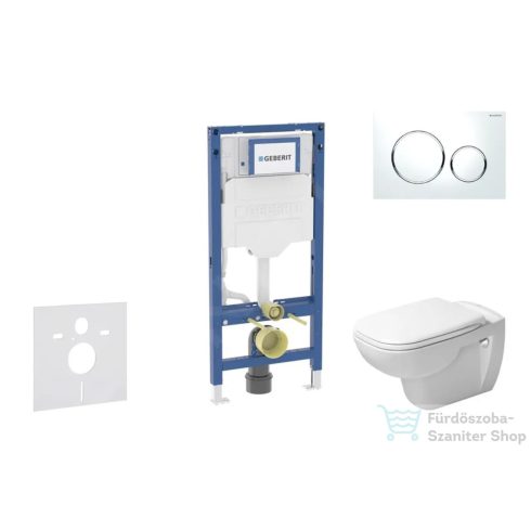 Geberit Duofix falra szerelhető WC szett, Duravit D-Code rimless WC soft close ülőkével, Geberit Sigma 20 fehér/króm nyomólappal SANI11CP3103