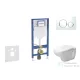 Geberit Duofix falra szerelhető WC szett, Duravit D-Code rimless WC soft close ülőkével, Geberit Sigma 20 fehér/króm nyomólappal SANI11CP3103