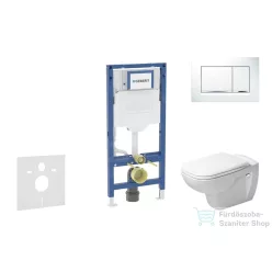   Geberit Duofix falra szerelhető WC szett, Duravit D-Code rimless WC soft close ülőkével, Geberit Sigma 30 fehér/króm nyomólappal SANI11CP3104