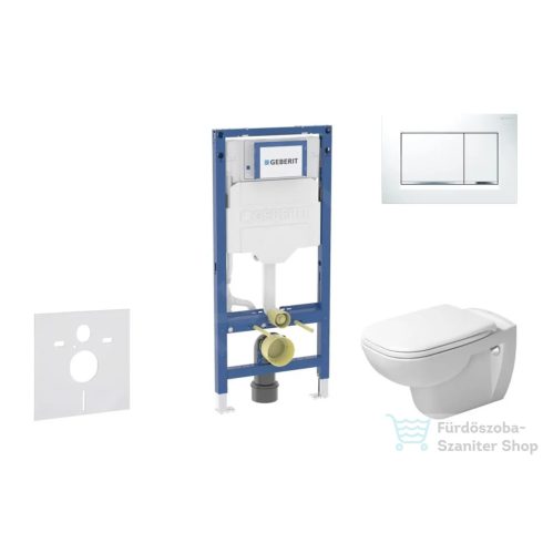 Geberit Duofix falra szerelhető WC szett, Duravit D-Code rimless WC soft close ülőkével, Geberit Sigma 30 fehér/króm nyomólappal SANI11CP3104