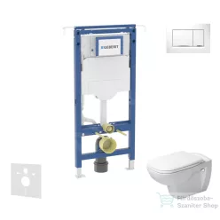   Geberit Duofix falra szerelhető WC szett, Duravit D-Code rimless WC soft close ülőkével, Geberit Sigma 30 fehér/króm nyomólappal SANI11CP3105